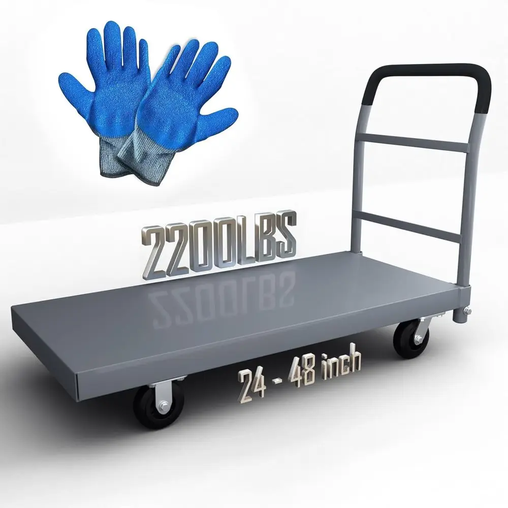 

Heavy Duty Flatbed Cart, 2200LB Foldable Platform Truck Industrial Grade Weight Capacity, 48''L*24''W Platform Cart, Steel Hand