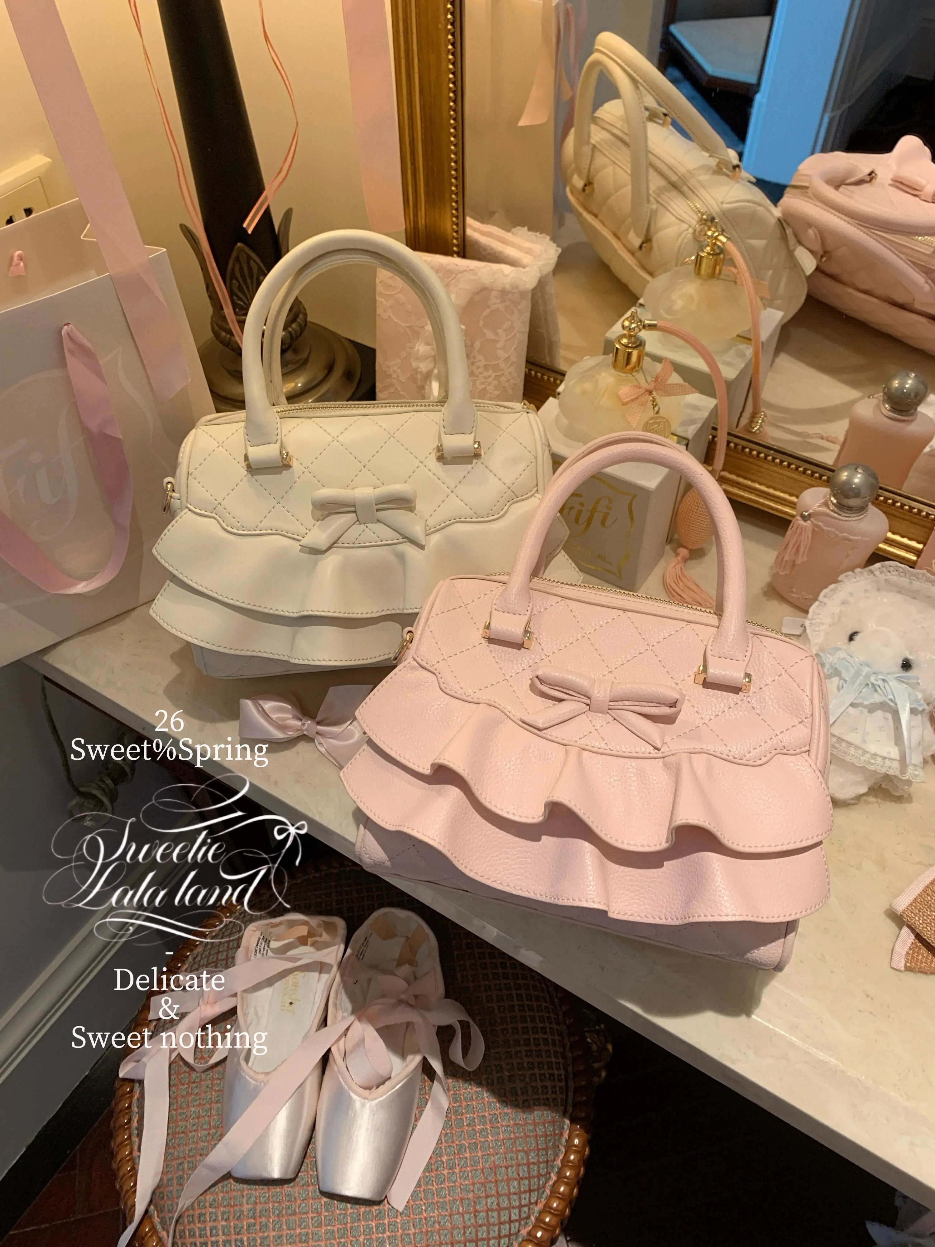 Lolita Style Bow Lace Casual Elegant Boston Handbag Women's Shoulder Messenger Bags Elegant Commute Girl's Hand Bag