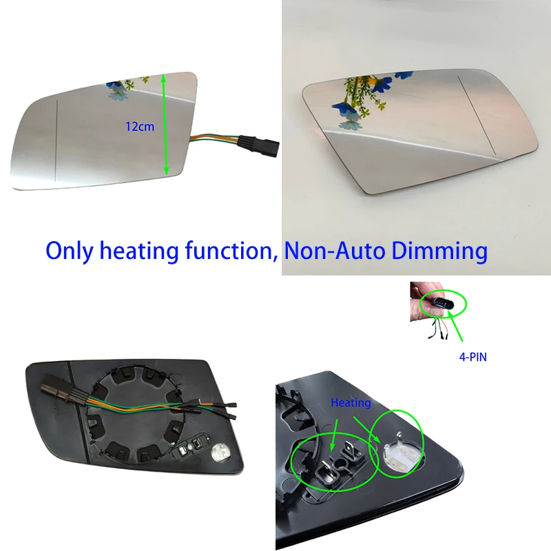 

Для BMW 5 серии E60 E61 2003-2009, BMW E60 E63 E64 2004-2010: Автомобильное боковое зеркало с подогревом, широким углом обзора, 4-контактное, стеклянное