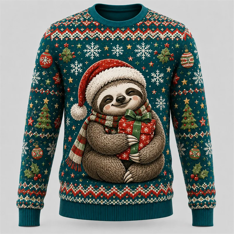 2027 New Animals Print Ugly Ch - Men'S Fashion Xmas Party recension och pris