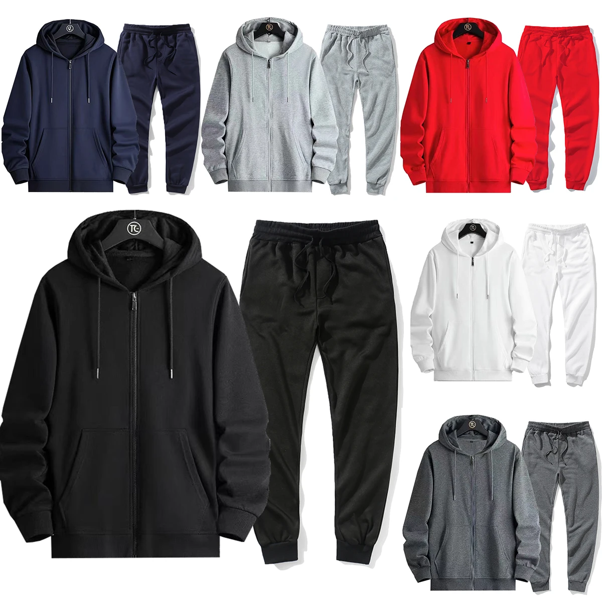 

Men's Long Sleeve Zipper Hoodie Solid Color Classic Casual Sweatshirt Autumn Winter Fashion Male Versatile Suit
