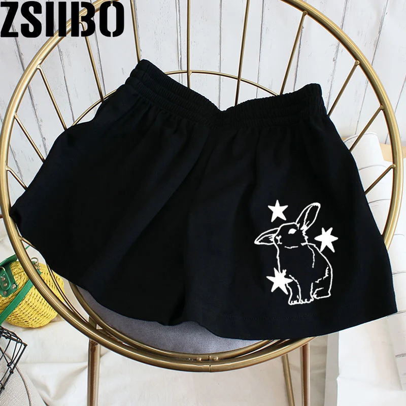 Cute rabbit print Y2k Loose Women's Shorts High Harajuku Fashion Sports Sweatpants Beach Y2K Clothing yoga drawstring waist