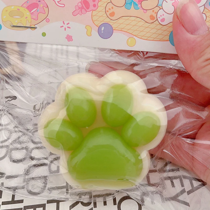 Funny Gift Squeeze Fruit Green Cat Paw Toys Sticky Abreact Decompressing Pinching Cat Paw Soft Relief Relax Props