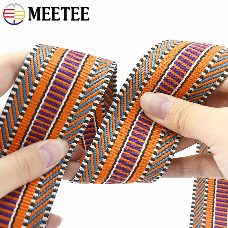 2/5M Meetee 38/50mm 2mm Thick Polyester Jacquard Webbing Knapsack Strap Bag Belt Ribbon Band Sewing Bias Tape Decoration Trim