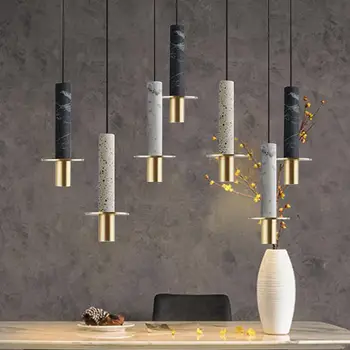 Simple ins restaurant bar small chandelier art marble terrazzo single head bedside decorative lamp pendant light pendant lamp