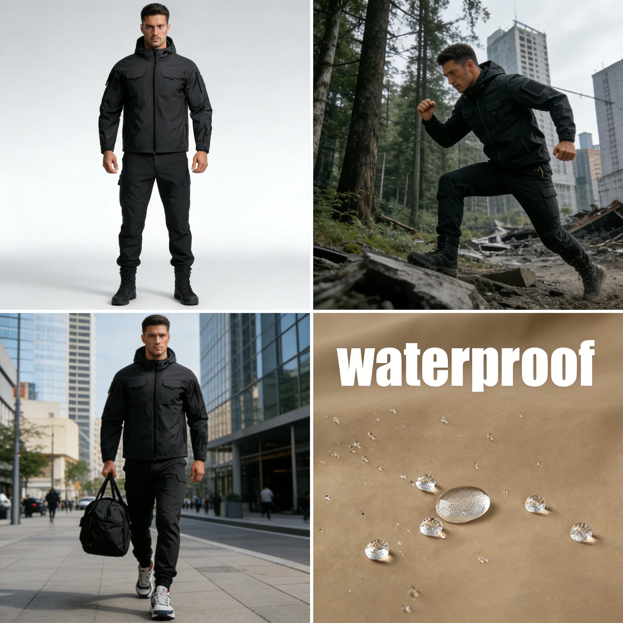 春秋メンズソフトシェルタクティカルセット アウトドア防水ウィ - Outdoor Hunting Coat のレビューと価格