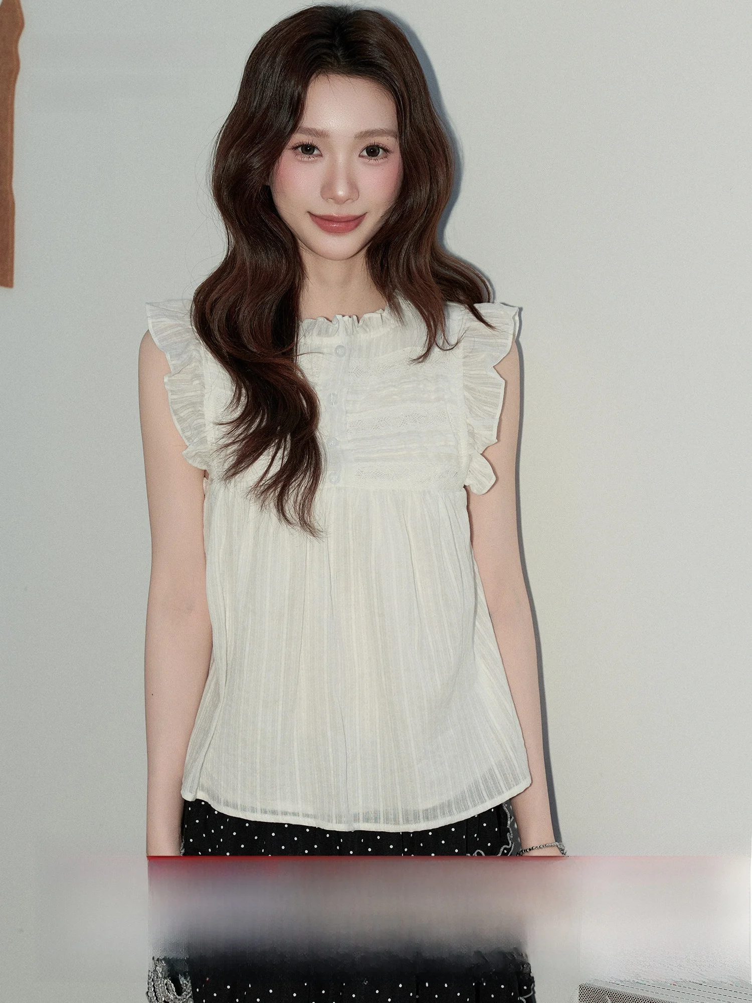 

Летняя белая блузка Gao Yanzi Design с рюшами на рукавах, женская, в корейском стиле, свободного кроя, с цветочным воротником, стройнящая, в нежном стиле