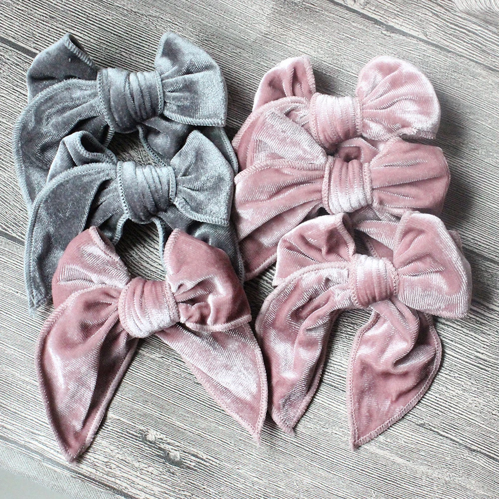 

36Pcs/Lot 4.5" Curled Edge Baby Hair Bow With Clips For Newborn Girl Solid Velvet Hair Clips Kids Hair Accessories Hairgrips