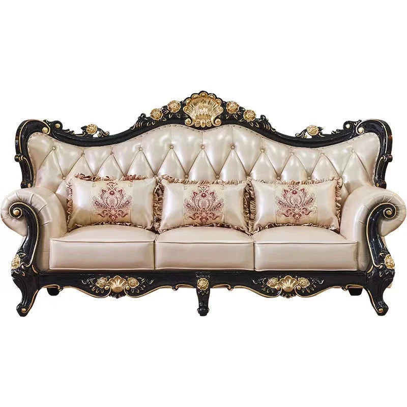 

French Style Sofa Luxury Leather European Relaxing Stretch Sofa Waterproof New Arrival Muebles Para Salas Modernos Furniture