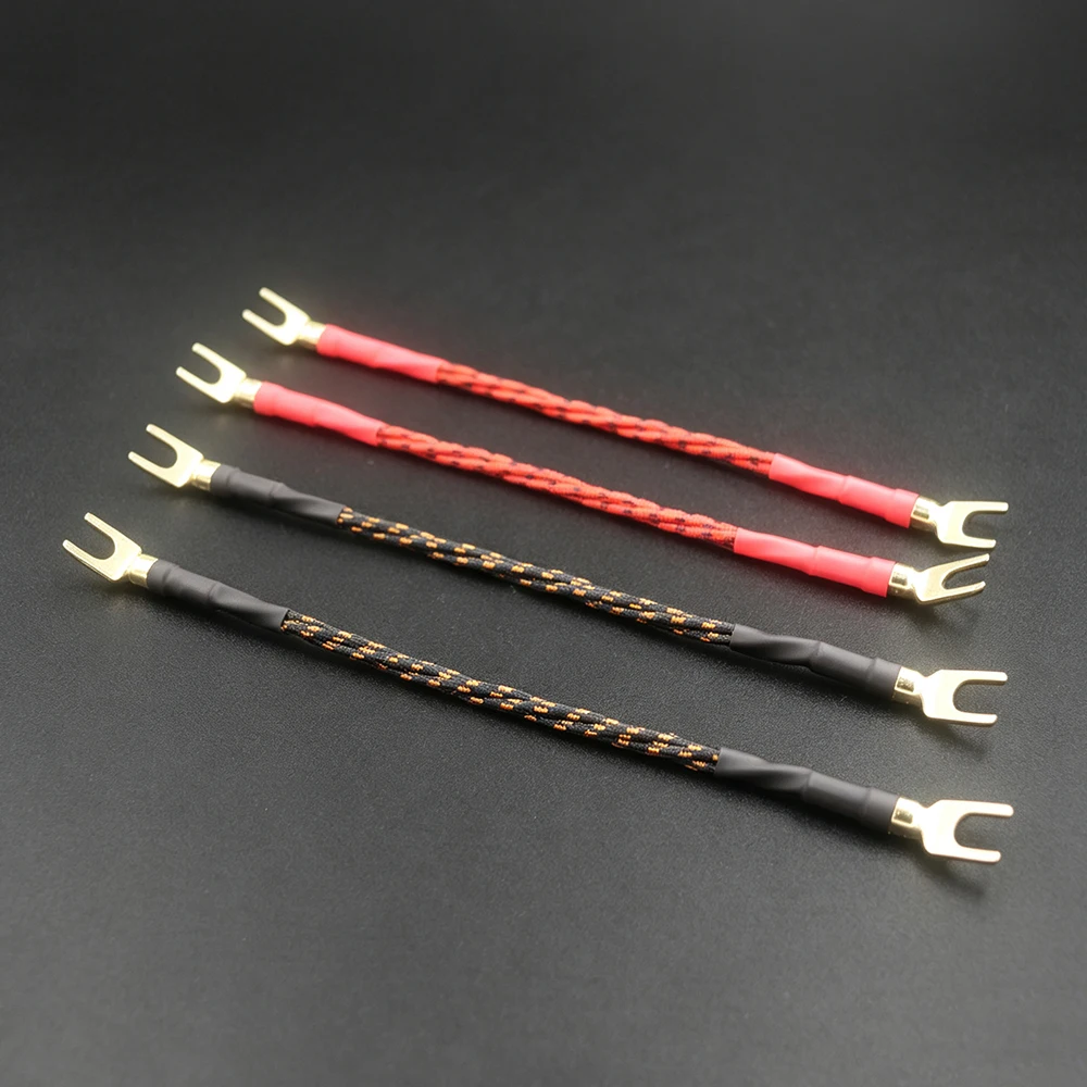 4PCS 20cm oxygen-free copper hifi Jumper Cable Hi-End Hifi Audio Jumper Wire Banana /Y Spade speaker cable biwire jumper leads