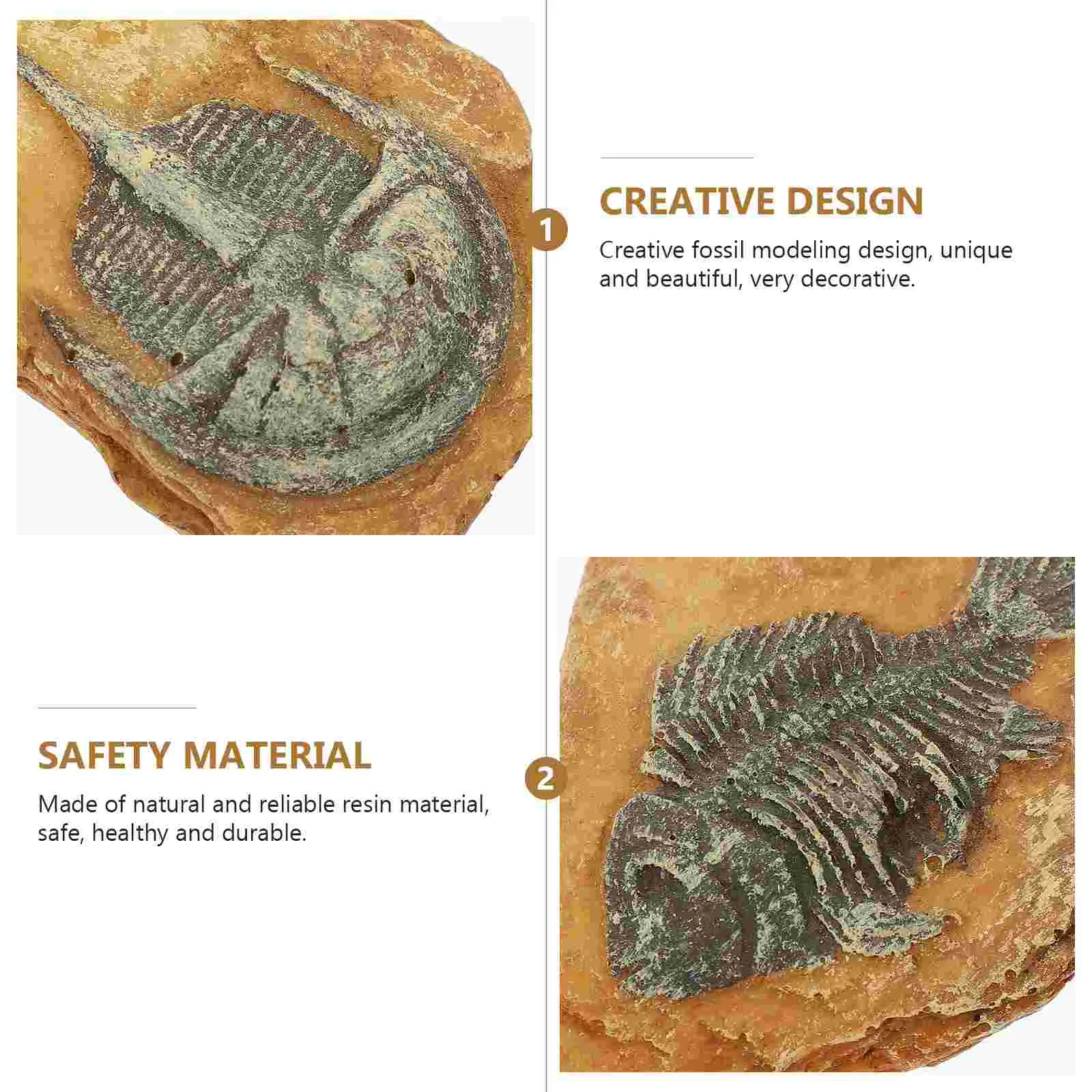 2 Pcs Simulated Resin Fossil Creative Terrarium Decors Crawl for Home Simulation Reptile Crawling