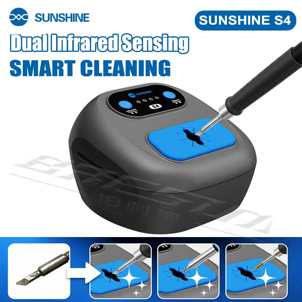 SUNSHINE S4 Smart Soldering Tip Cleaner Automatic Infrared Sensor for Phone Repair Soldering Tip Cleaning Oxidation Removal Tool