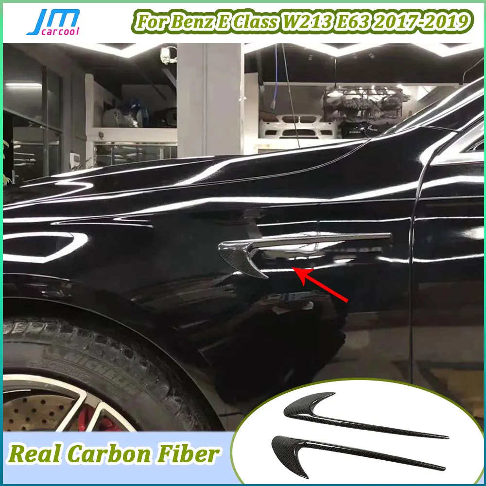 

Накладки на вентиляционные отверстия передних крыльев из настоящего карбона для Mercedes-Benz E-класса W213 E63 E200 E300 2017-2019, эмблемы-наклейки
