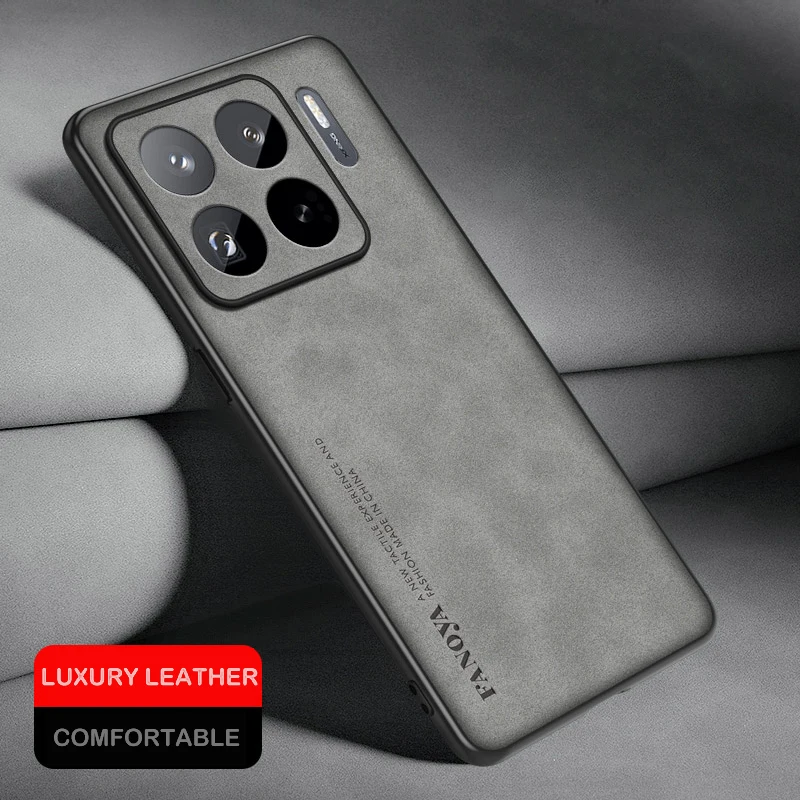 حافظة لهاتف Xiaomi 15S Pro مصنوعة من مادة البولي يوريثان بإطار ناعم من جلد الغنم الخلفي لهاتف 15 14 غطاء حماية ضد الصدمات