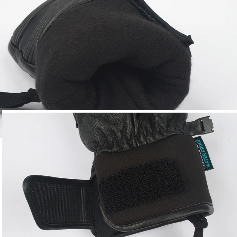 Sarung tangan salju wanita kulit tahan air sarung tangan ski pria olahraga gunung luar ruangan sarung tangan snowboard hangat sepeda motor bagian dalam 5 jari