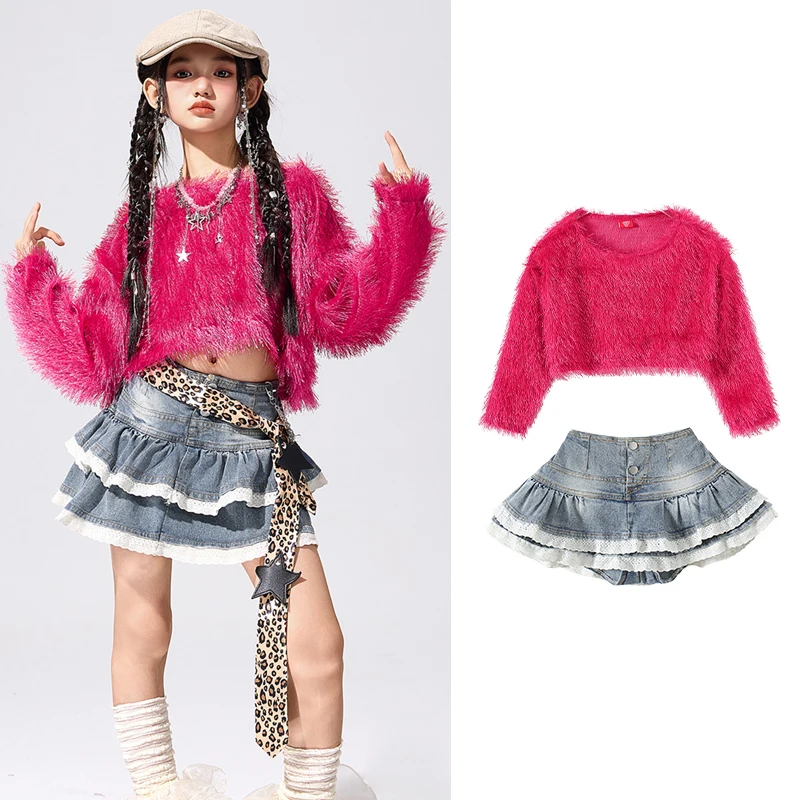 

Групповое представление K-pop, костюмы для джазовых танцев для девочек, детская одежда в стиле хип-хоп, костюм для уличных танцев, одежда для сценического рейва, XS10656