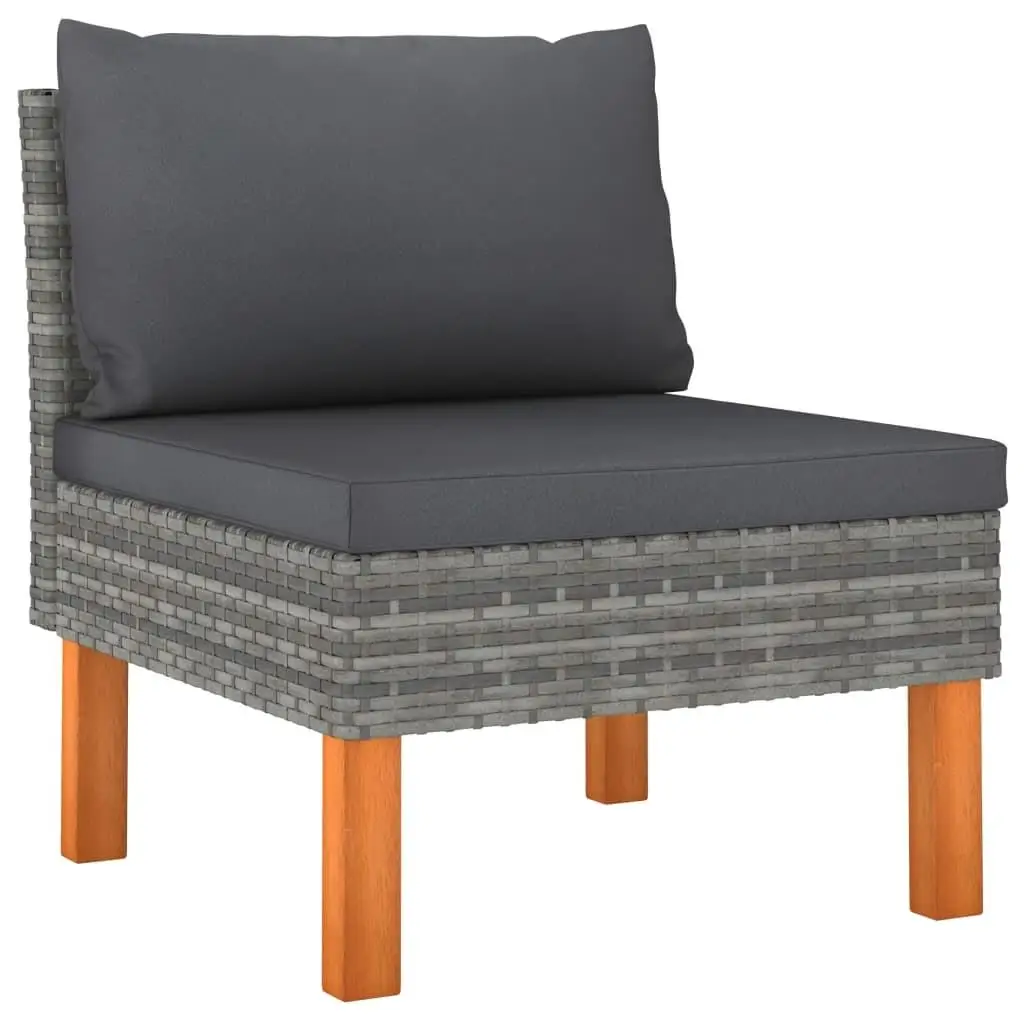 Stylish Middle Sofa with Poly Rattan & Durable Eucalyptus Wood Frame for Indoor/Outdoor Use