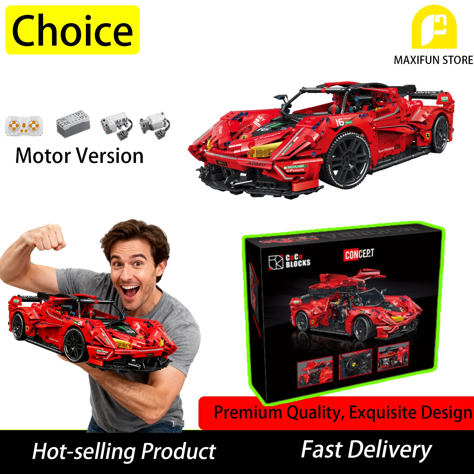 

2432PCS Ferra Building Block Speed Racing Super Car Model Desktop Decoration Remote Control Sport Car Toy Gift for Adult Boy