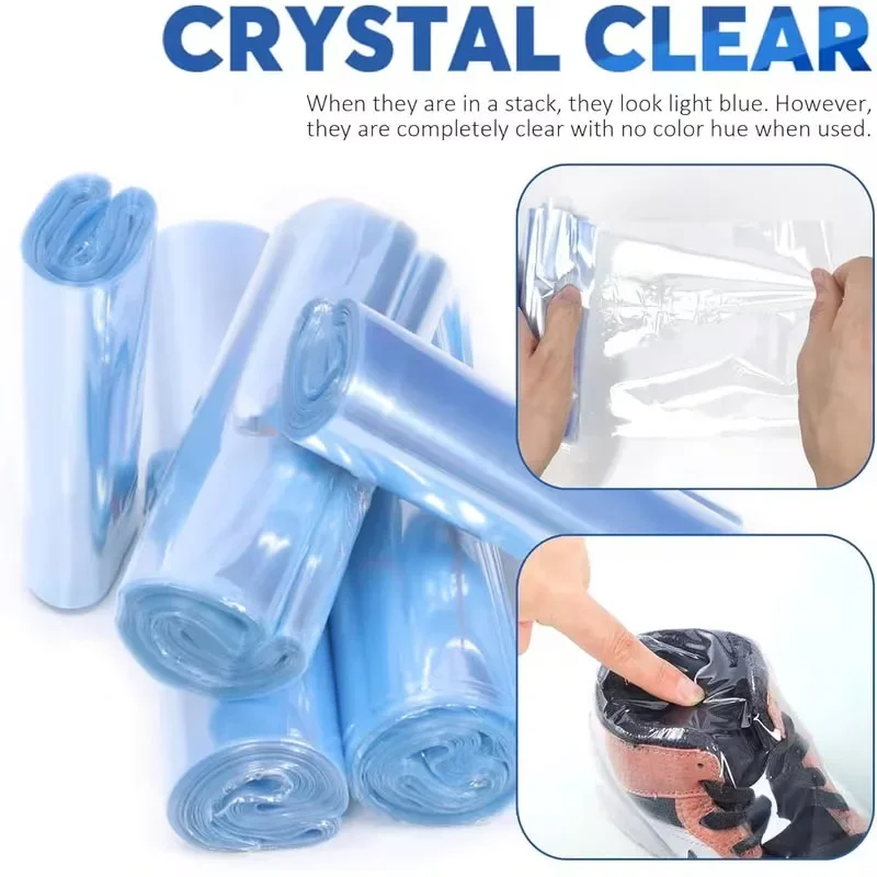 PVC Shrink Wrap Bags Clear Heat Shrink Film Bag for Shoes Books Soap DIY Crafts Waterproof Mould Proof Heat Hair Dryer Sealing