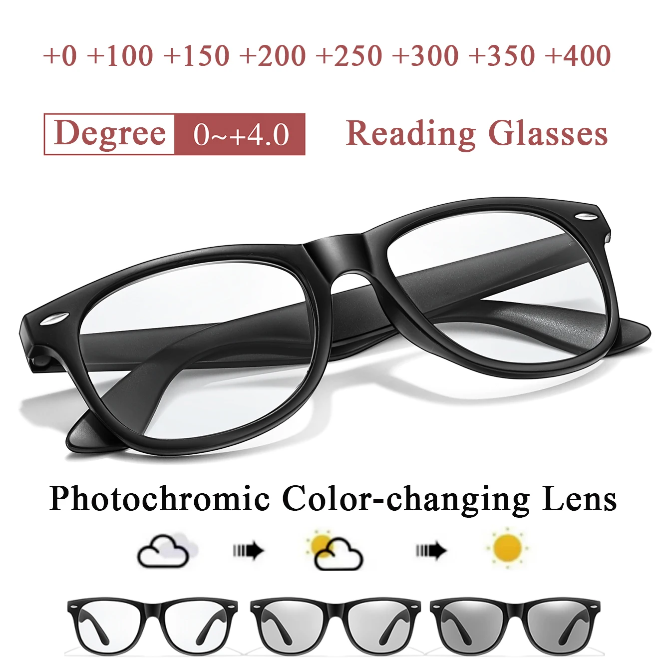 1Pair/3Pairs Photochromic Reading Glasses Anti-blue Light for Men Women Daily Wear Presbyopic Eyewear as Gift Wholesale