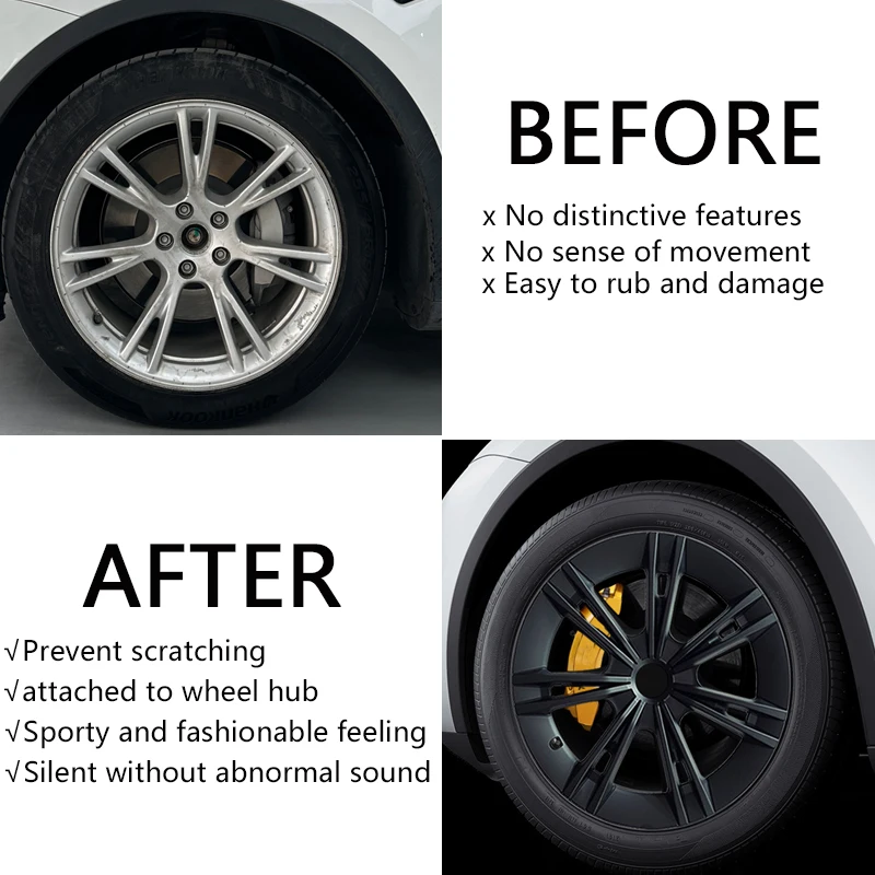 4PCS Hub Cap for Tesla Model Y 19 Inch Hubcap Performance Full Rim Cover  Wheel Cap for Gemini Accessories Wheel Parts 2018-2024