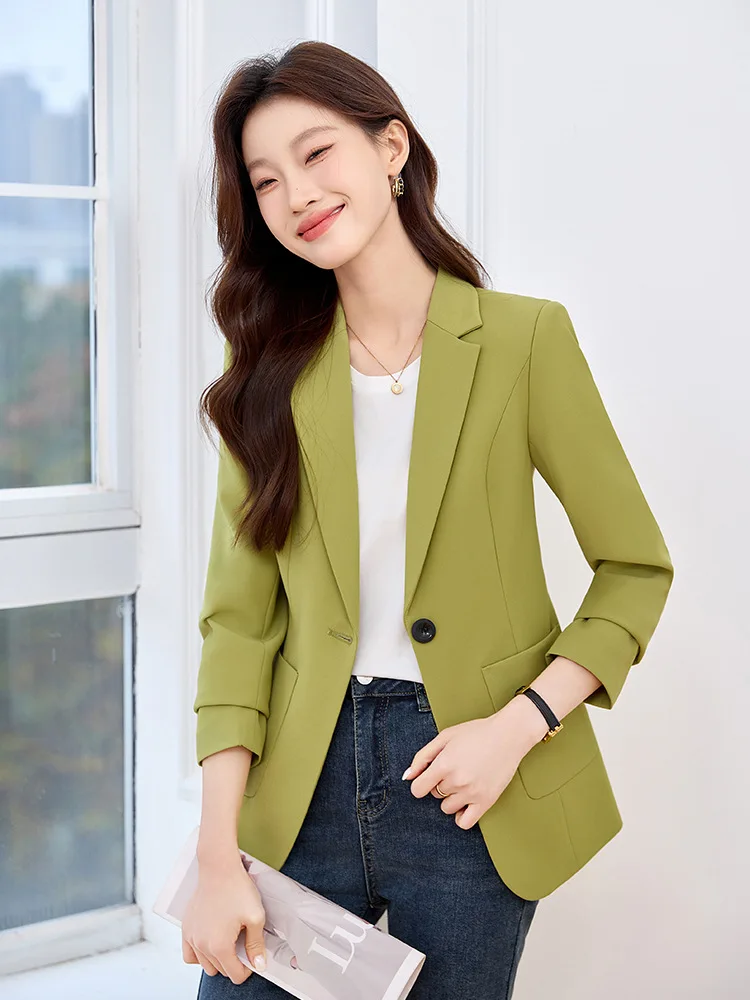 

2025 New Office Ladies Blazer Women Jacket Long Sleeve Single Button Female Business Work Wear Slim Formal Coat Outerwear Tops