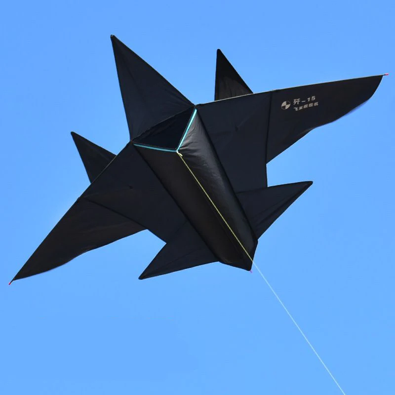 High Quality Outdoor Sports Black Plane Kite Fighter With Handle And Line  For Kids And Adults