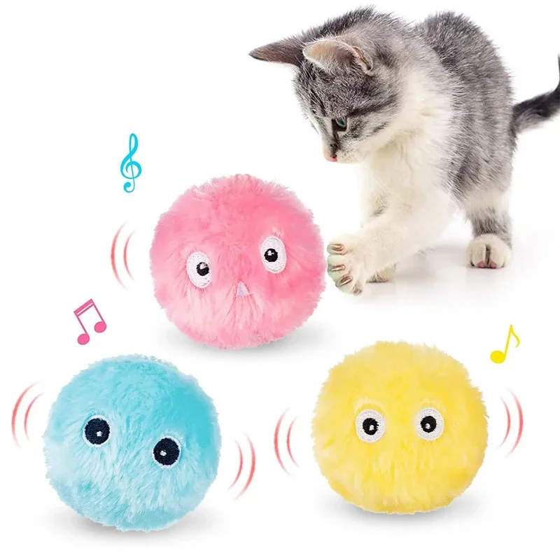 

Electric Cat Toy Interactive Ball Catnip Squeaky Toys For Cats Chase Interesting Kitten Toy Not Boring Pet Accessories