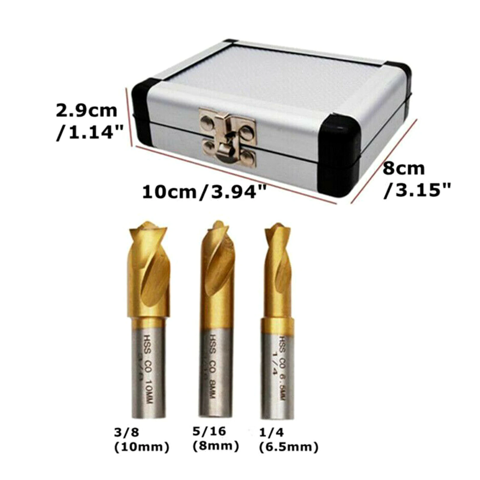 3Pcs Cobalt Titanium Coating Bit Set Welding Spot-Welders Drill Bit Kit with Aluminum Case
