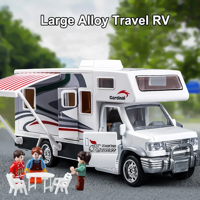 

1:28 Luxury Large Alloy RV Model Simulation Sound and Light Music Camper Caravan Toy Children's Birthday Gift
