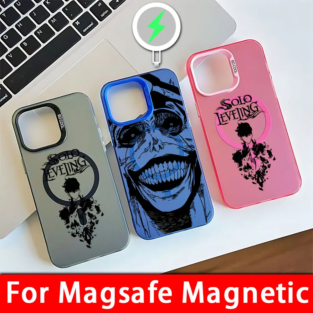 Anime Solo Leveling Magsafe Magnetic Case for Samsung S25 S24 S23 S22 S21 S20 FE Plus Ultra 5G Soft Silver Plated Cover
