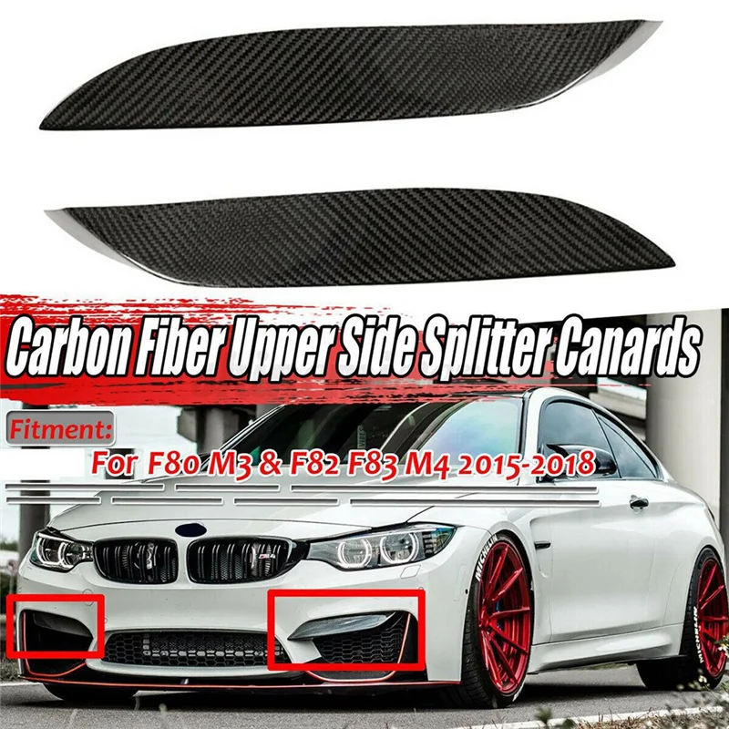 B24C-Car Paraurti Anteriore Lato Splitter Canard Lip Spoiler Per BMW F80 M3 F82 F83 2015-2018 Reale Componente In Fibra di Carbonio