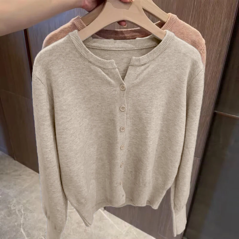 New Fashion Women's Thin Fleece Knit Loose Short Cashmere Sweater Round Neck, Warm Korean Sle Casual Female Sweater Top Cloting