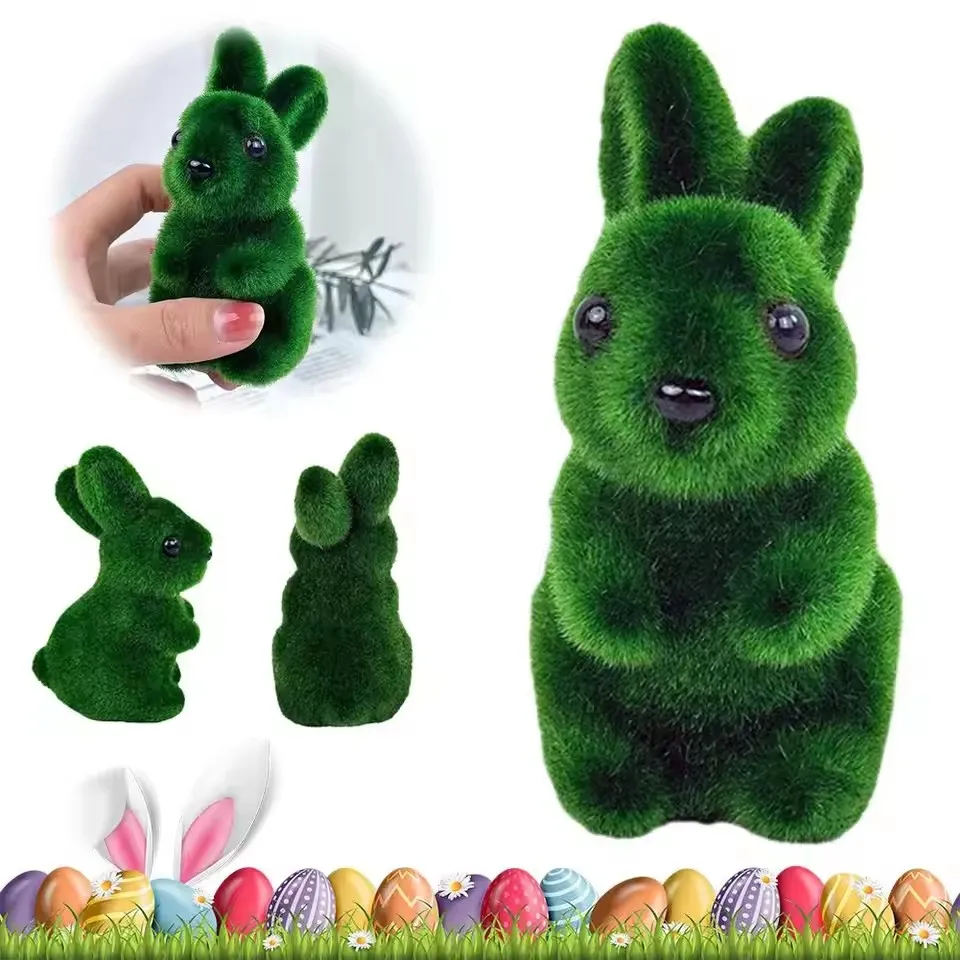 Easter Bunny Foam Flocking Simulation Moss Stereoscopic Simulation Bunny Holiday Decoration Gardening Simulation Ornament