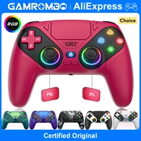 Controlador inalámbrico GAMROMBO para PS5/Paystion 5 Pro/Slim/consola de PC con Marco de vibración Dual RGB/función Turbo conector de Audio de 3,5mm
