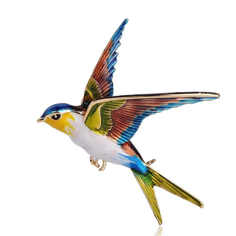 Korean version new cartoon alloy drip oil colored swallow brooch badge