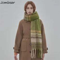 French retro Plaid Winter Women Scarf Thin Shawls and Wraps Lady Female Hijab Stoles Long Cashmere Pashmina Foulard Head Scarves