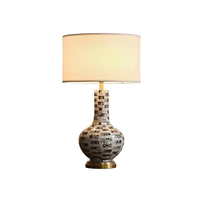 Table lamp villa French high sense natural handmade bedside retro living room bedroom designer study