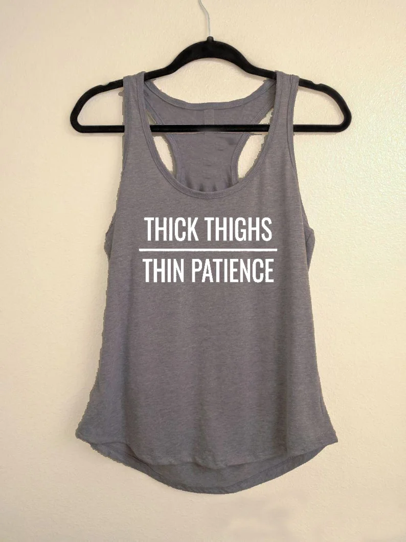 Grunge Vest Undershirt Tshirt Singlet Sleeveless Slogan Vintage Garment Thick Thighs Thin Patience Tank Top Women