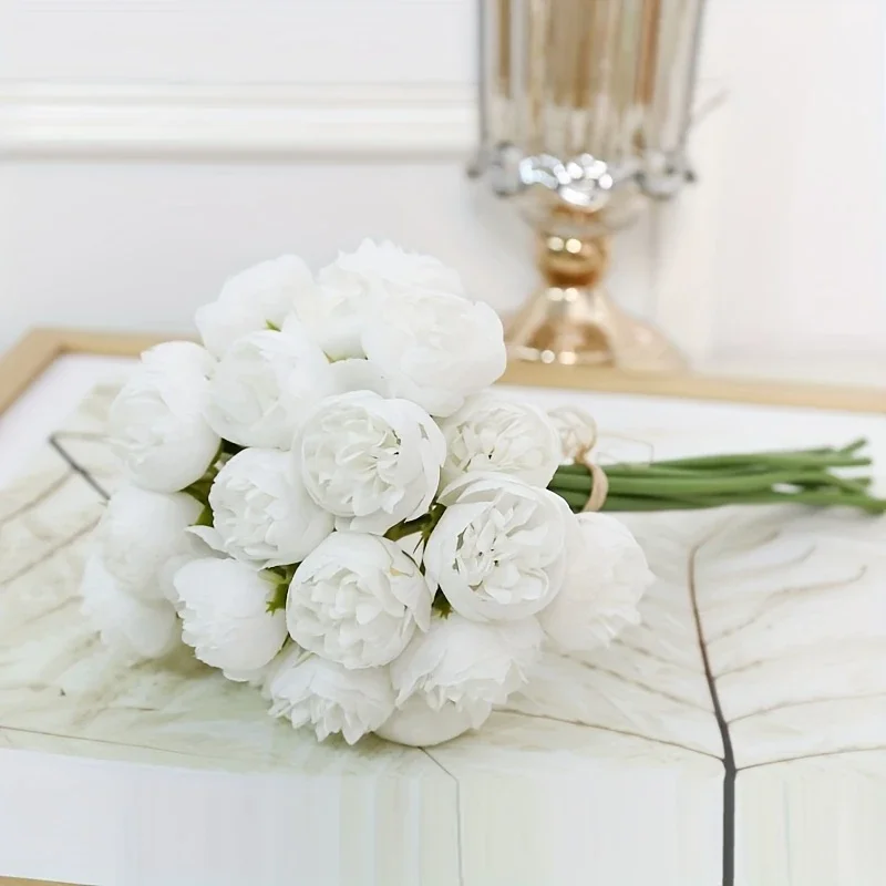 Künstliche Pfingstrose Seidenblumen 27 Köpfe Brautstrauß Hochzeit Weihnachtsdekoration Blume Home Party Tischdekoration Gefälschte Blume – Detail 8