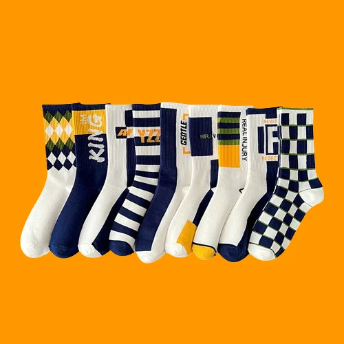 5/10 Pairs Men's Autumn and Winter Cotton Socks Student Sports Mid-tube Socks Spring and Summer Long-tube Sports Socks