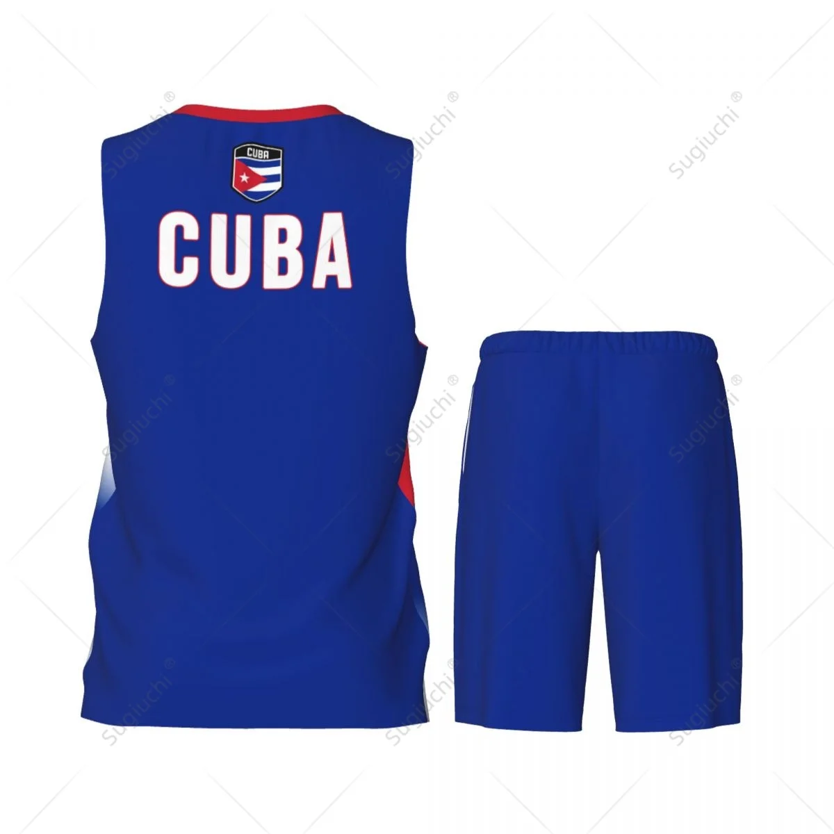 Conjunto de Jersey de baloncesto con bandera de Cuba para hombre, camisa y pantalones de malla sin mangas, exclusivo, con nombre personalizado, Nunber Unisex