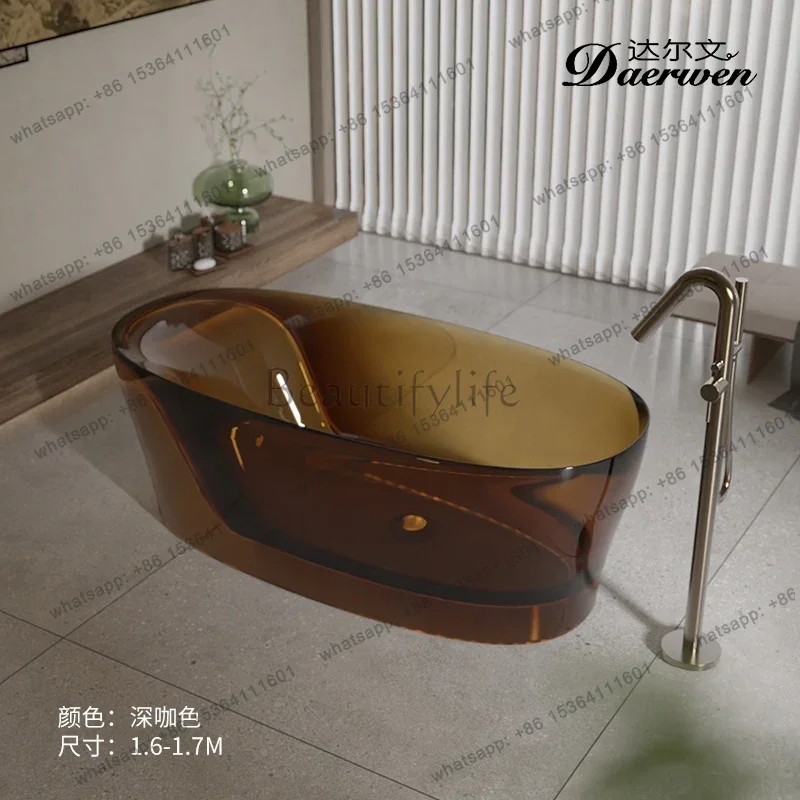 Transparent bathtub Household  Color crystal bathtub Integrated forming Freestanding transparent bathtub