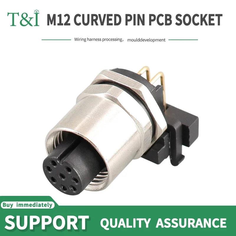 

Aviation plug socket M12 3/4/5/8/bent pin elbow flange seat welding plate PCB board 90 degree sensor plug plate