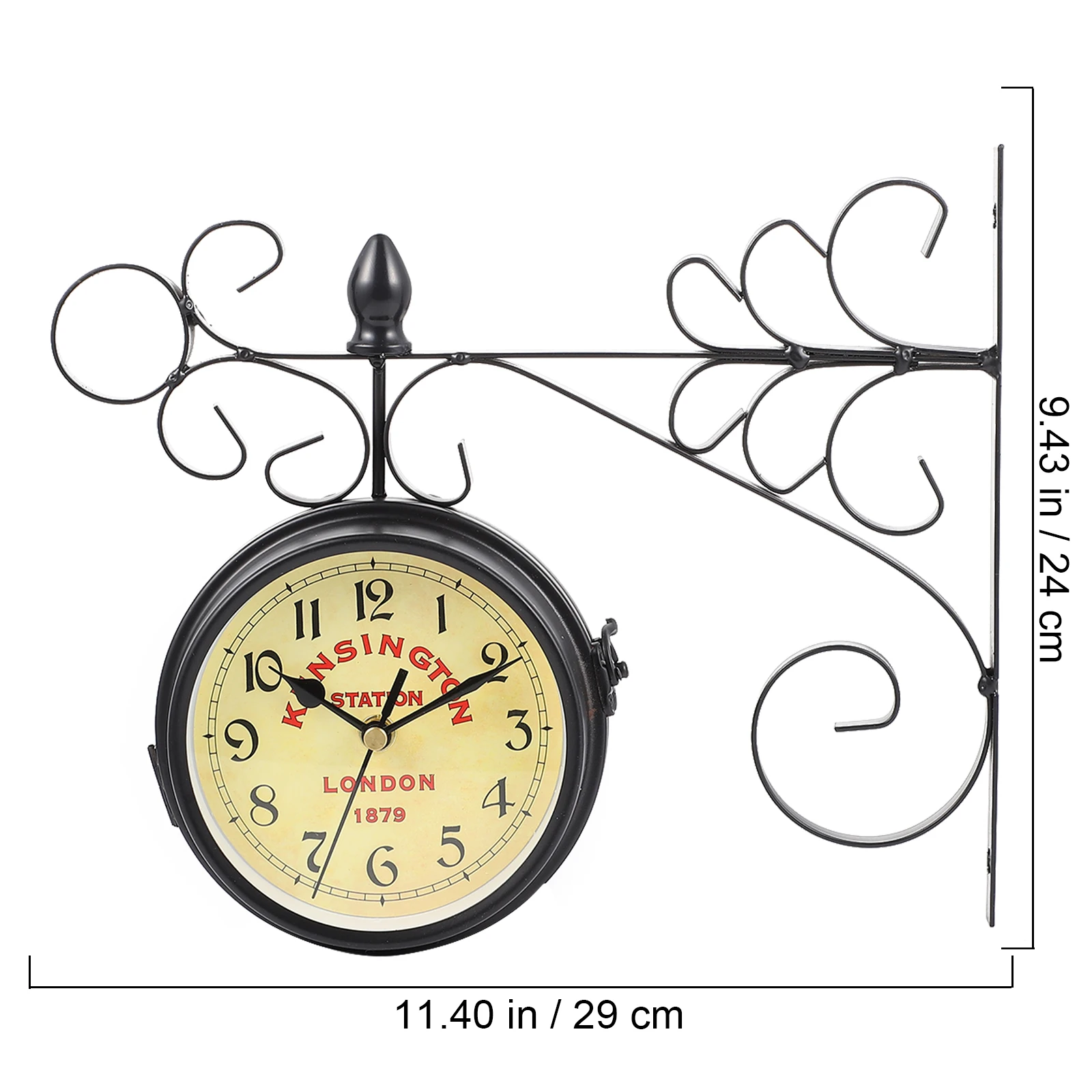 

Double Sided Retro Wall Clock Iron Home Decor Clock Pendant for Bedroom Living Room Study Balcony Modern European Style