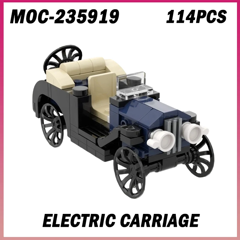 114PCS MOC-235919 Elektrische Wagen Stadt Retro Nostalgischen Klassischen Auto Baustein Modell Kreative Ziegel Junge Spielzeug Geburtstag Geschenk