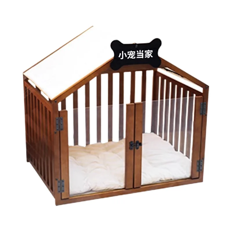 Premium Quality Sustainable Indoor Dog Crate Furniture Wood Dog House with Acrylic Door Latch Dog Bed & Cage for Pets