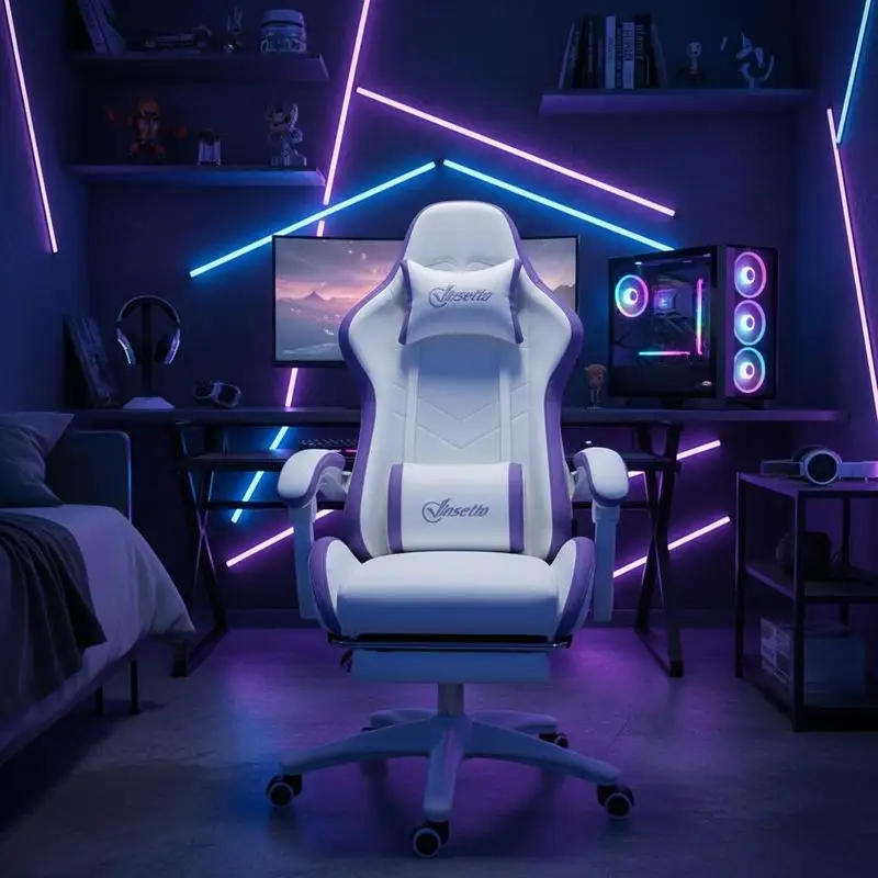 Silla De Juego Ergonómica Con Respaldo Inclinable A 135 Grados ° Y Soporte Lumbar, 65 X 65 X 121-129 Cm, Blanco — -58%, 261.46€ Coupon, from 189.34€ – 58% descuento – €189.34