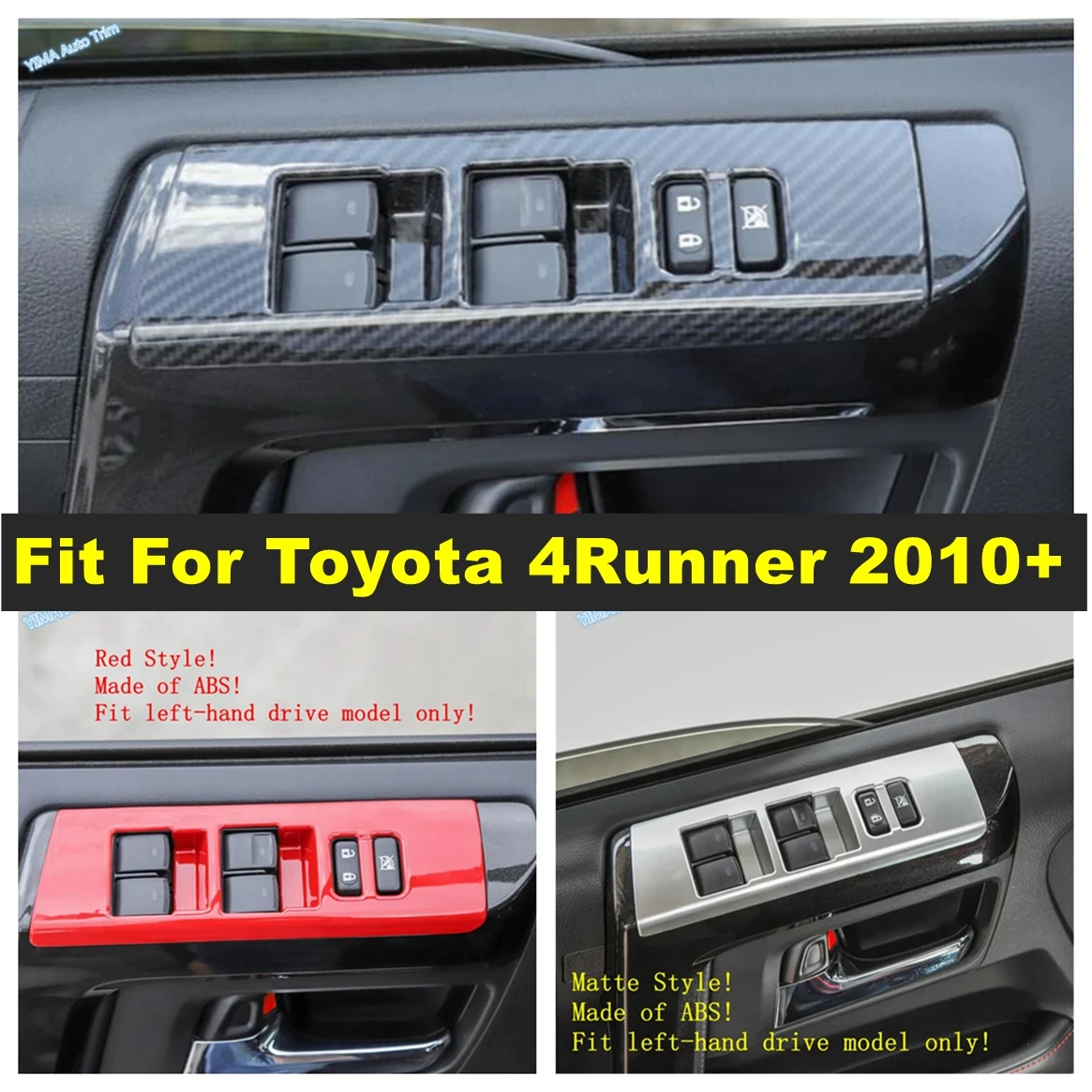 

ABS Car Inner Door Armrest Window Lift Button Cover Trim For Toyota 4Runner 2010 - 2019 Red / Carbon Fiber Interior Accessories