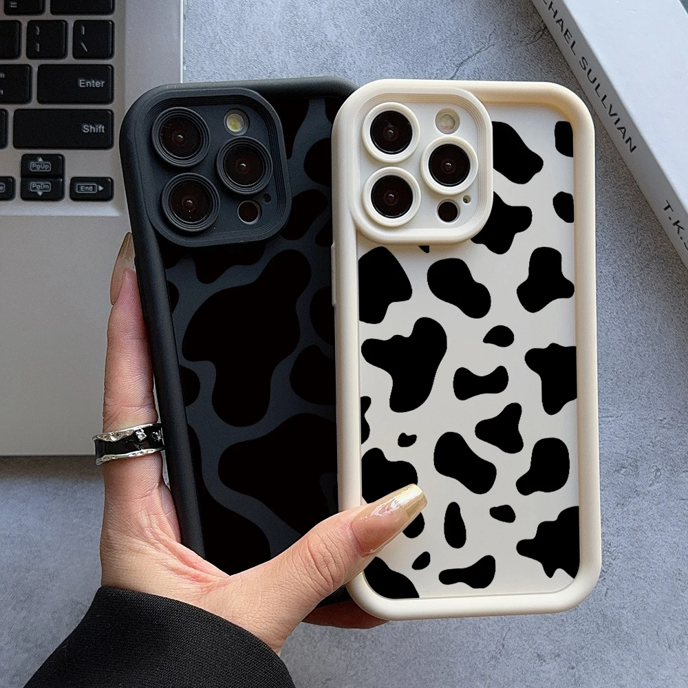 Cow Pattern Phone Case for Samsung Galaxy A73 A71 A55 A54 A53 A52 A51 A34 A33 A32 A23 A14 A13 A12 4G 5G Ladder Lens Cover